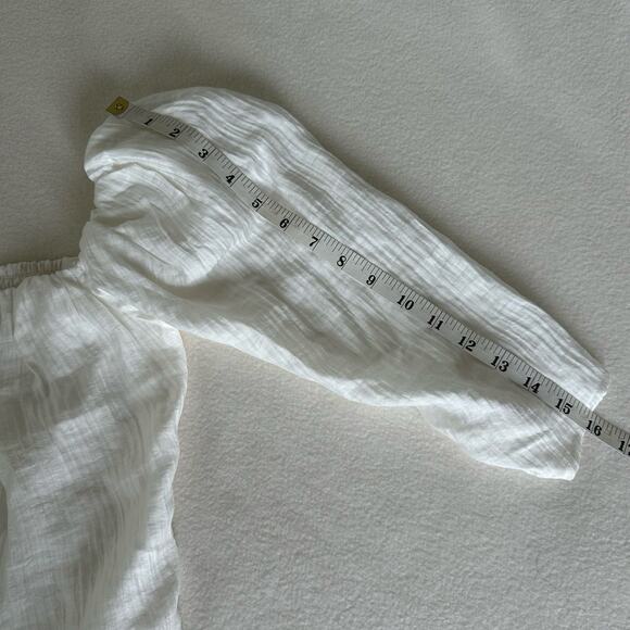 ASTR The Label White Smocked Square Neck Puff Sleeves Cropped Blouse Size XS NWT - Picture 7 of 10